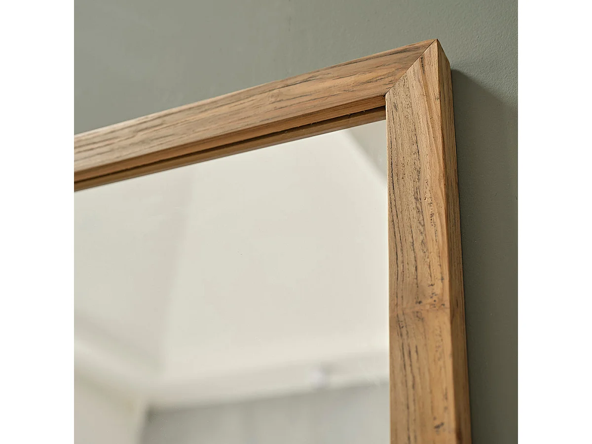 Espejo rectangular de madera de teca reciclada maciza