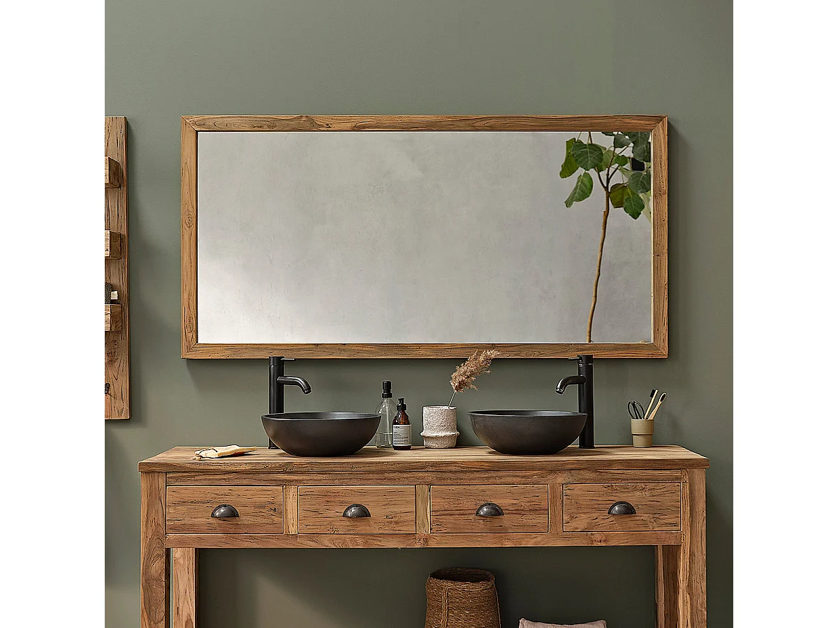 Miroir rectangulaire en teck recyclé massif