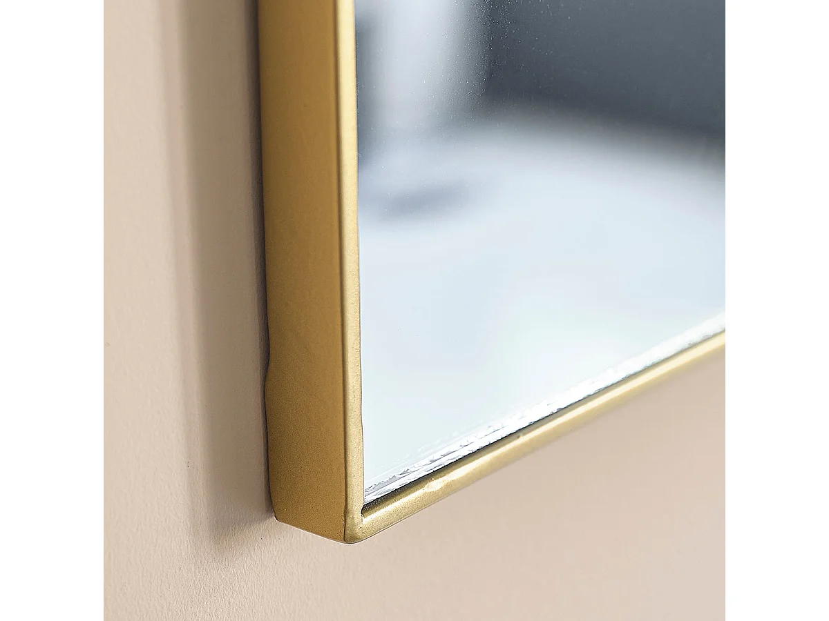 Miroir rectangulaire en métal doré