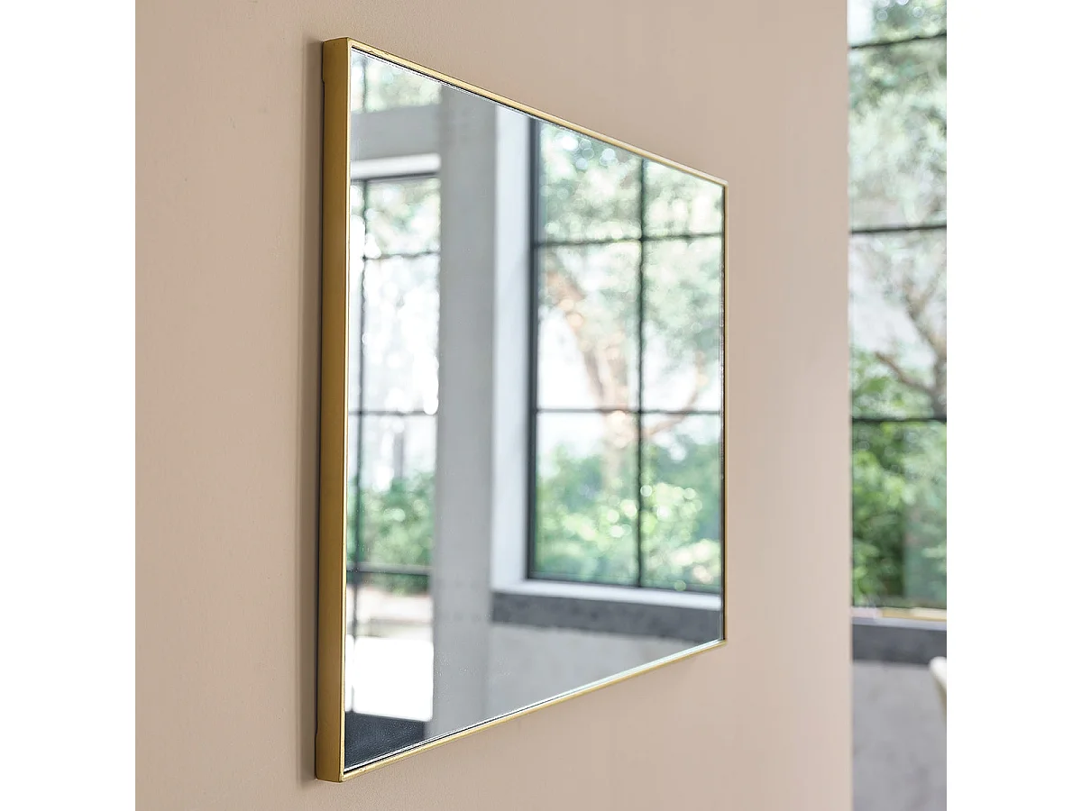 Miroir rectangulaire en métal doré
