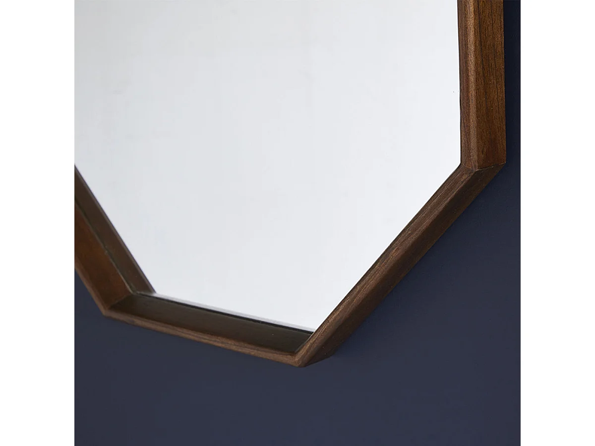 Specchio in legno massello di mindi ottagonale 60 cm