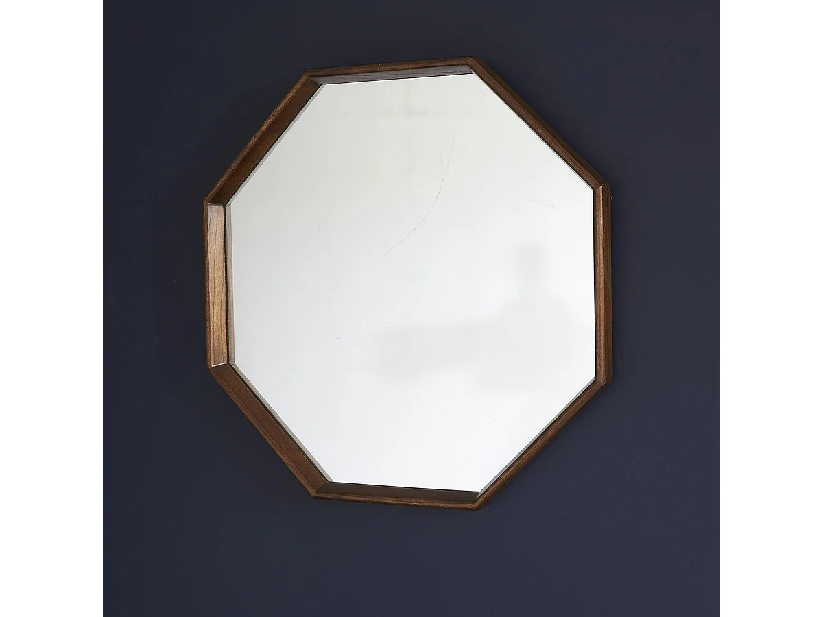 Specchio in legno massello di mindi ottagonale 60 cm