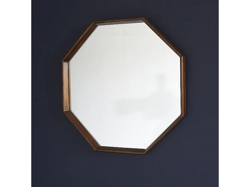 Specchio in legno massello di mindi ottagonale 60 cm