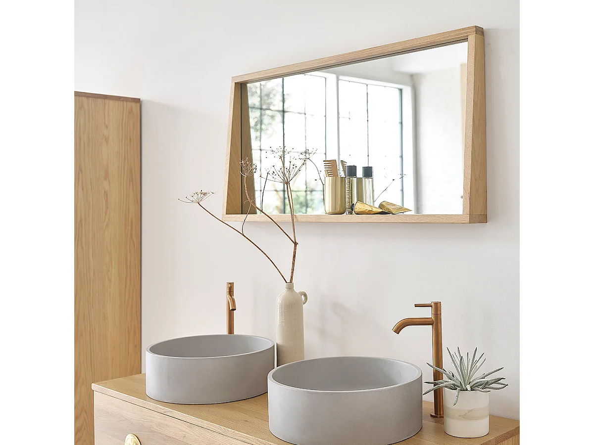 Specchio rettangolare in legno massello di rovere