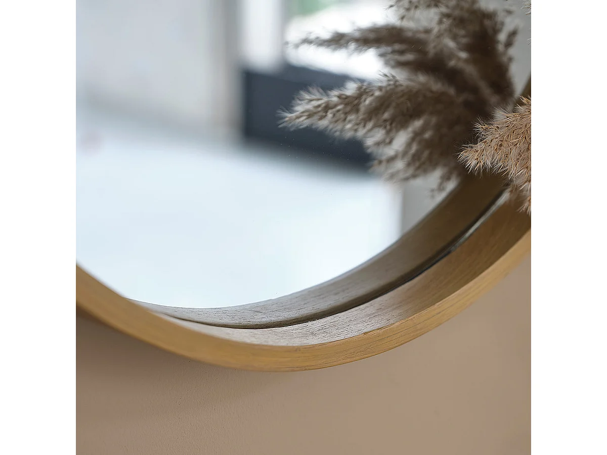 Miroir en chêne massif rond 50 cm