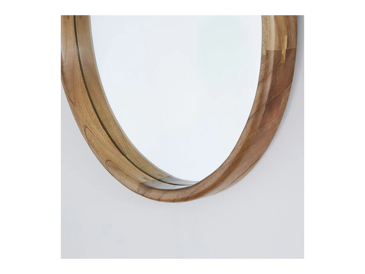 Espejo redondo de madera de mindi maciza 50 cm