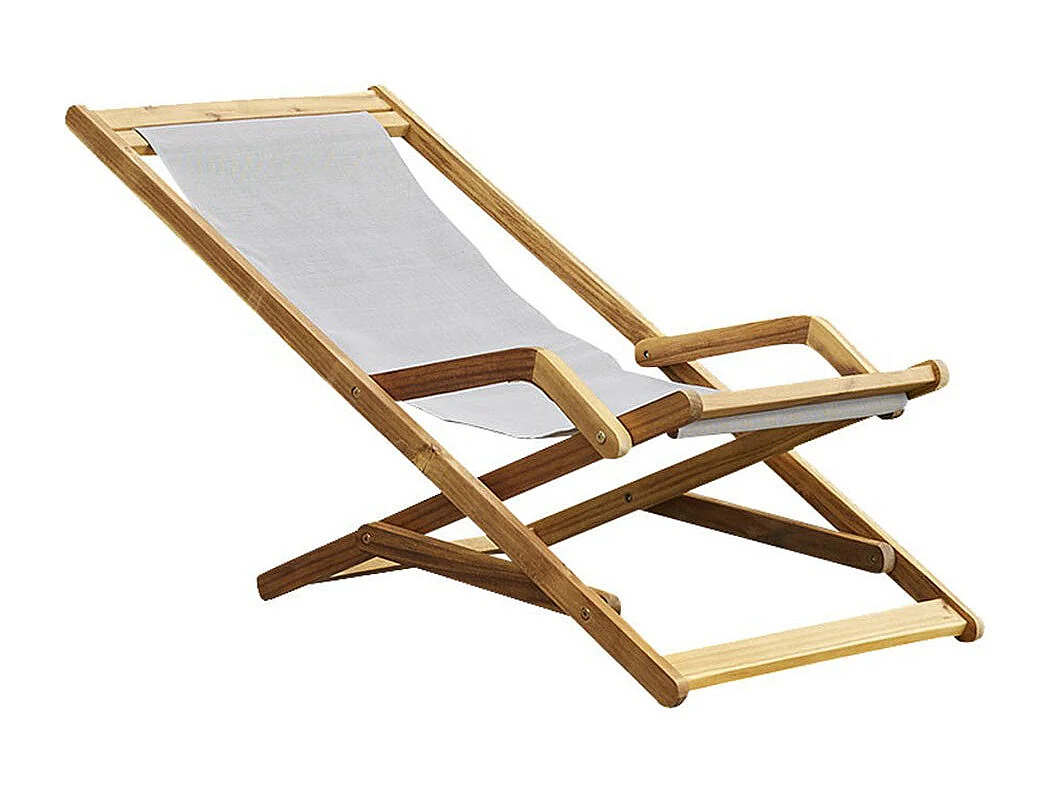 Transat en acacia massif et textilène gris