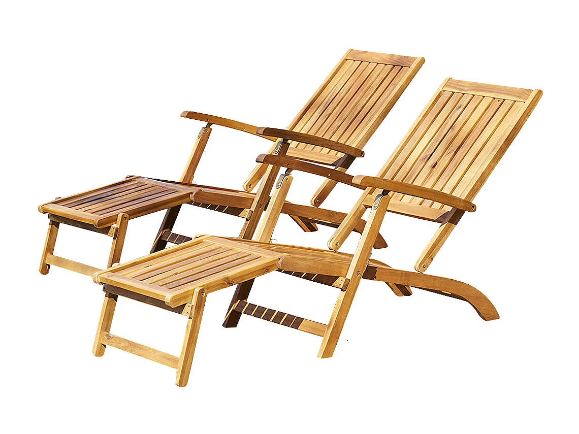 2 tumbonas de madera de acacia maciza