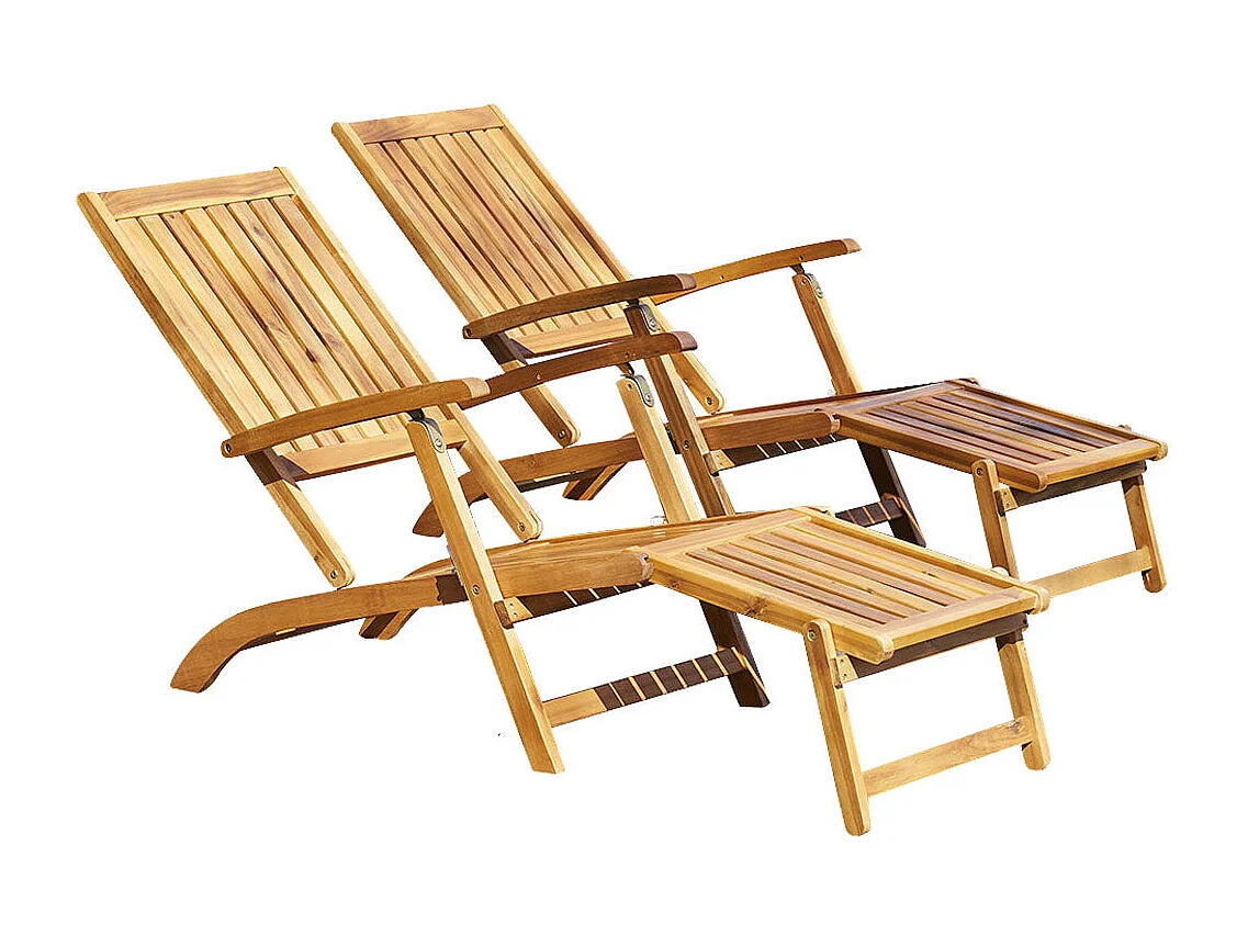 2 tumbonas de madera de acacia maciza