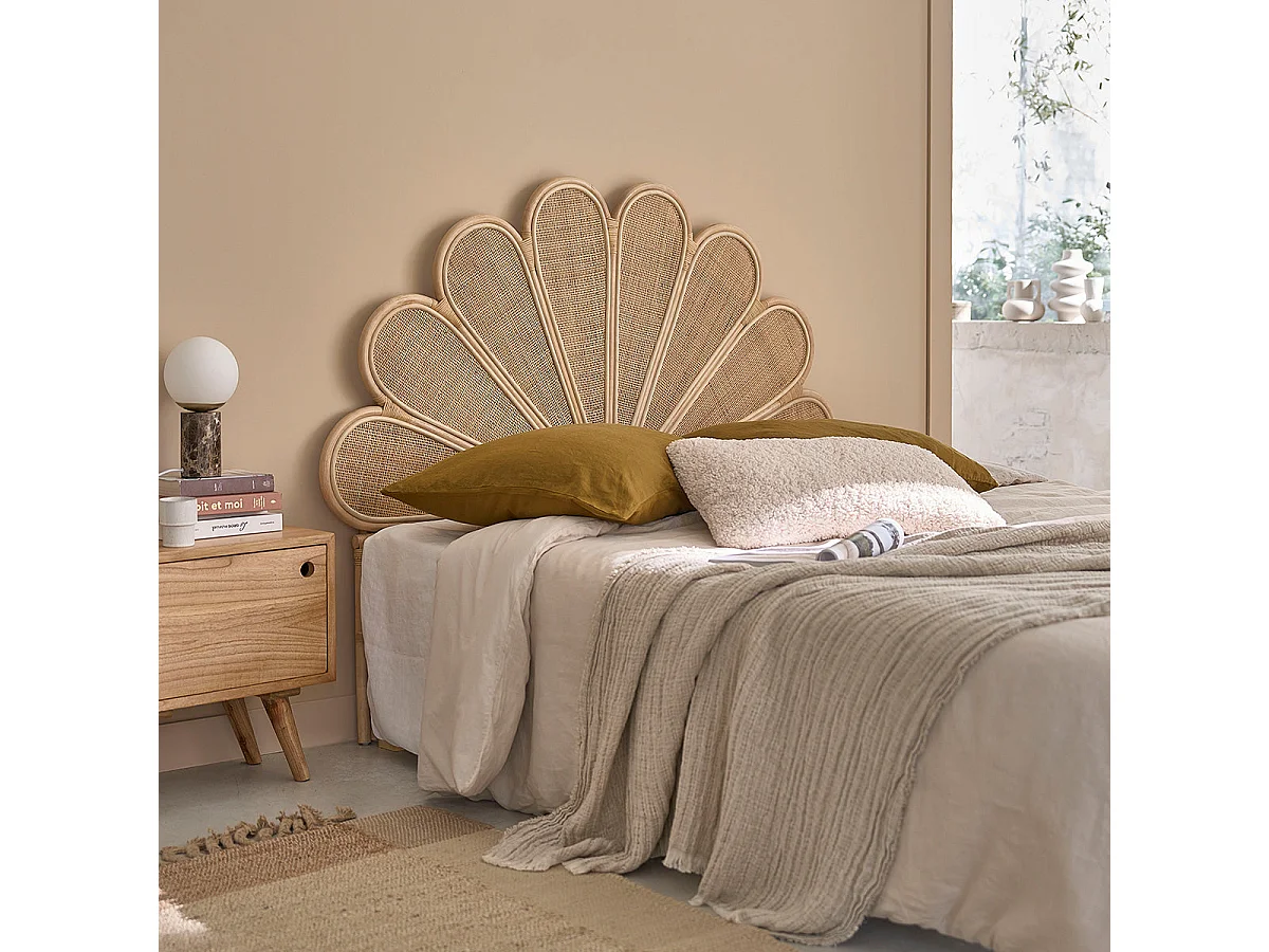 Tête de lit en rotin et cannage 140 cm