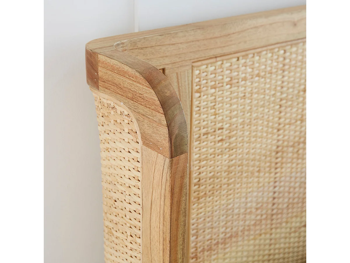 Tête de lit en bois massif et rotin 160 cm