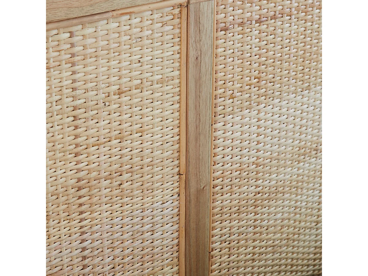Tête de lit en bois massif et rotin 160 cm