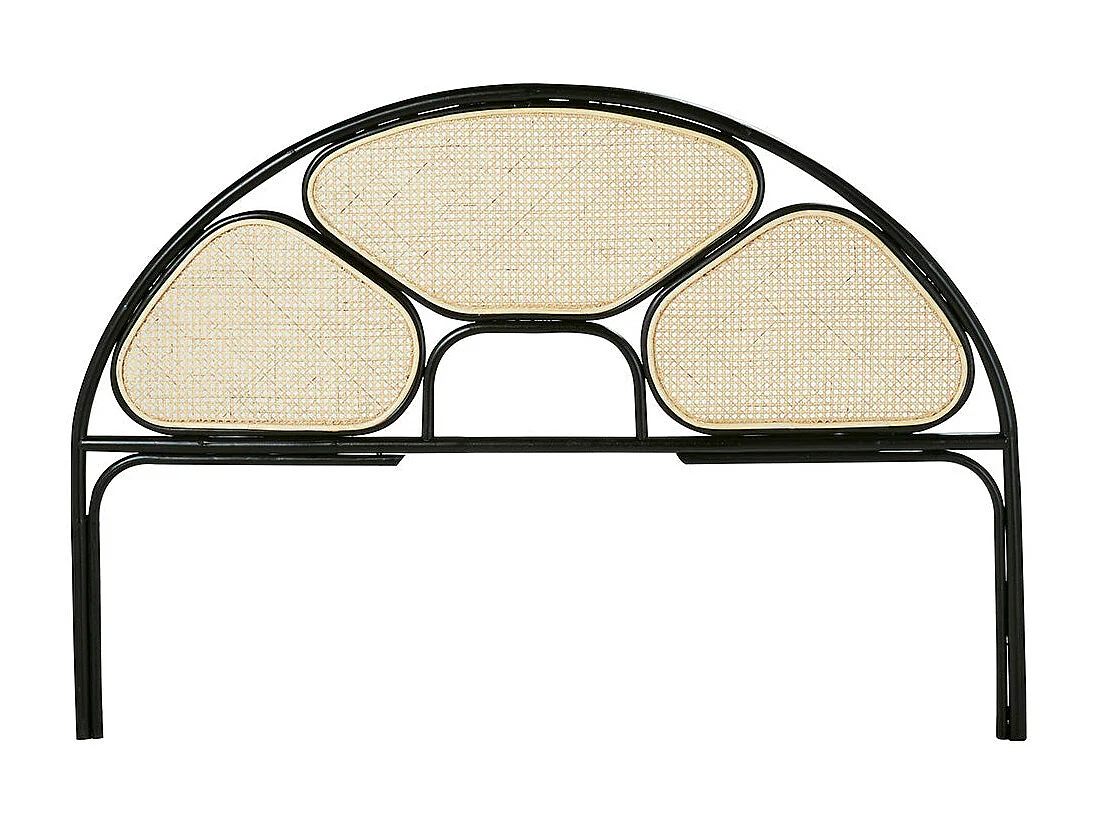 Cabecero de cama de rejilla y ratán negro 160 cm