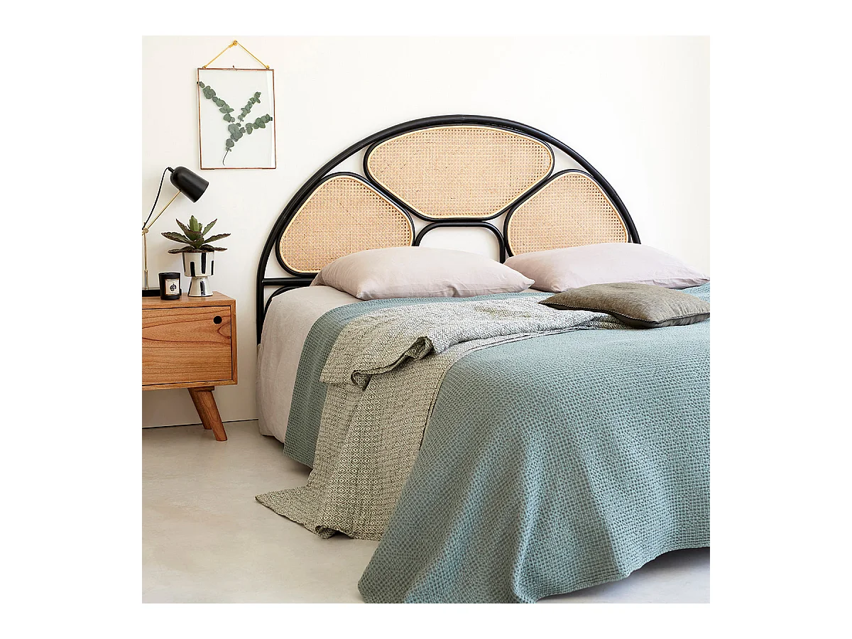 Tête de lit en cannage et rotin noir 160 cm
