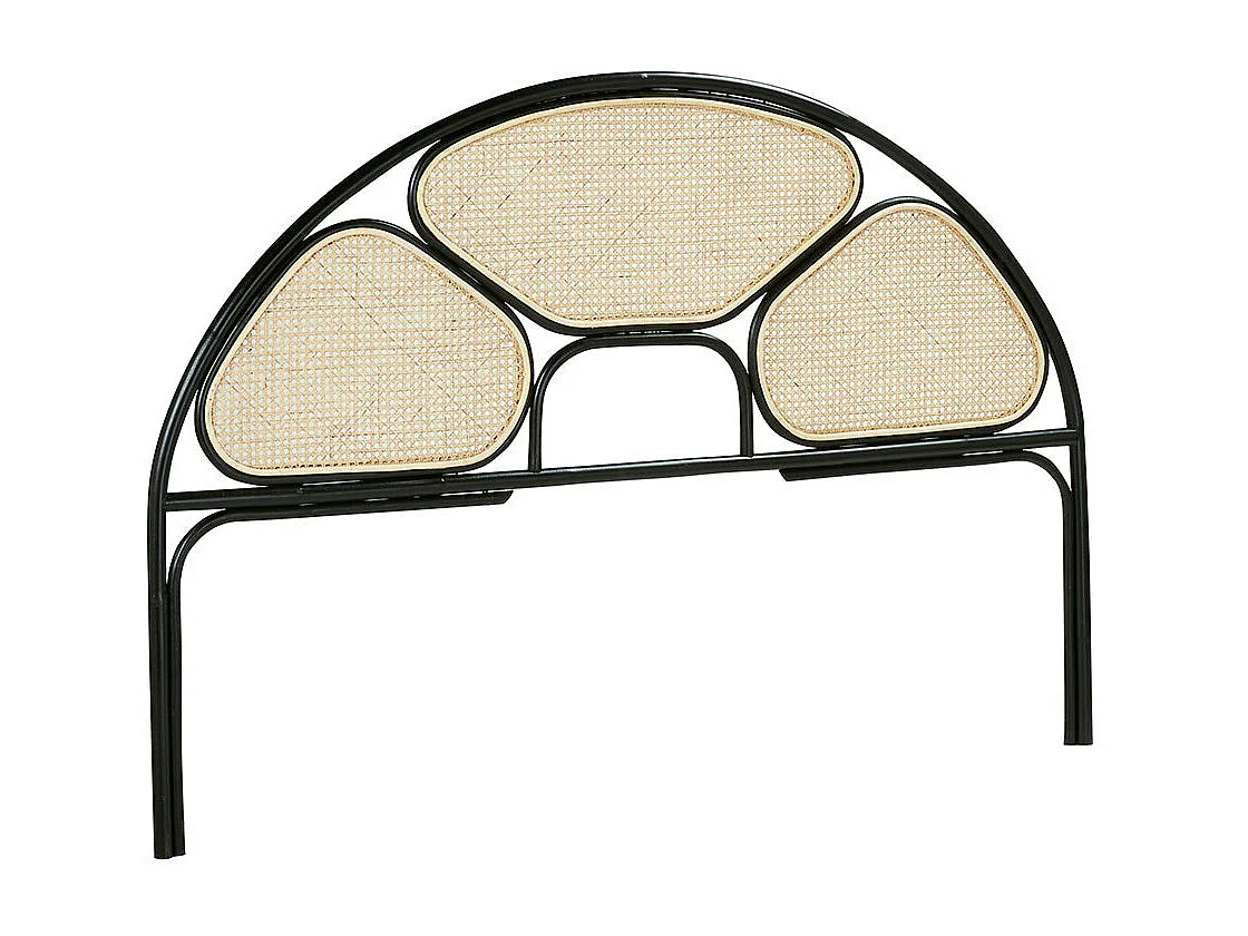 Cabecero de cama de rejilla y ratán negro 160 cm