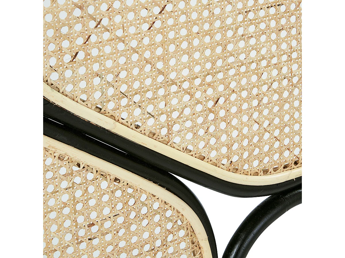 Cabecero de cama de rejilla y ratán negro 160 cm