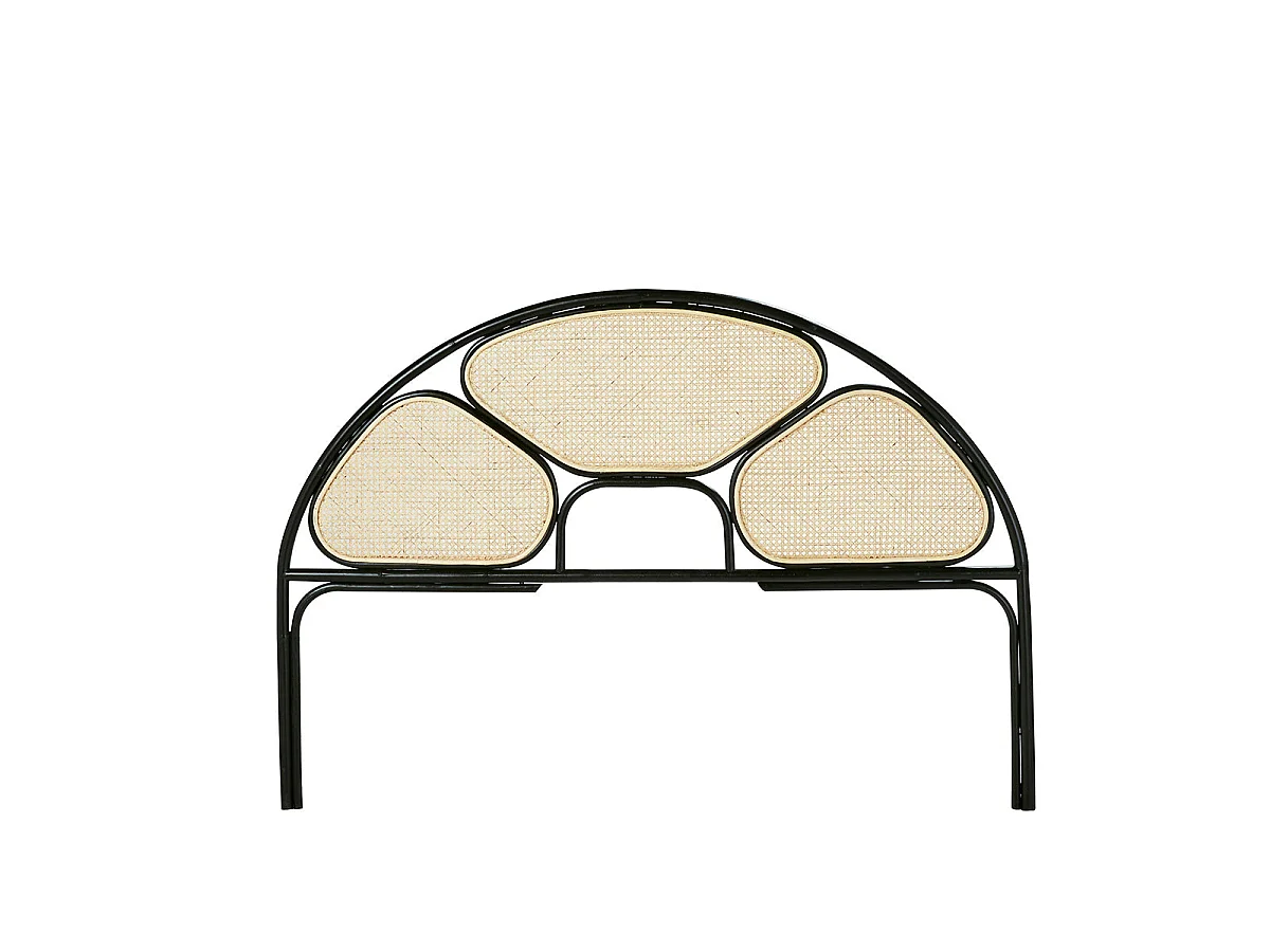 Cabecero de rejilla y ratán negro 160 cm