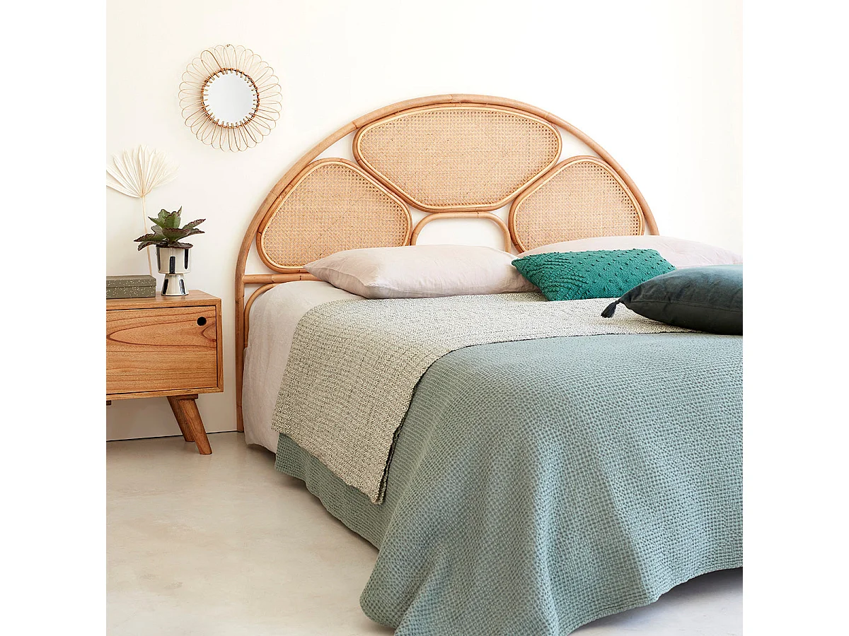 Cabecero de cama de ratán y rejilla 160 cm