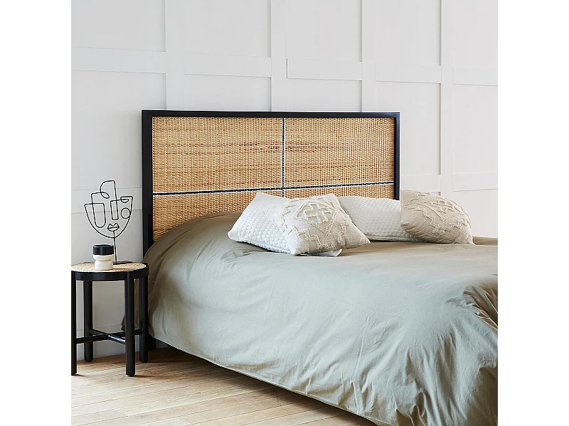 Testiera in mindi massello e rattan