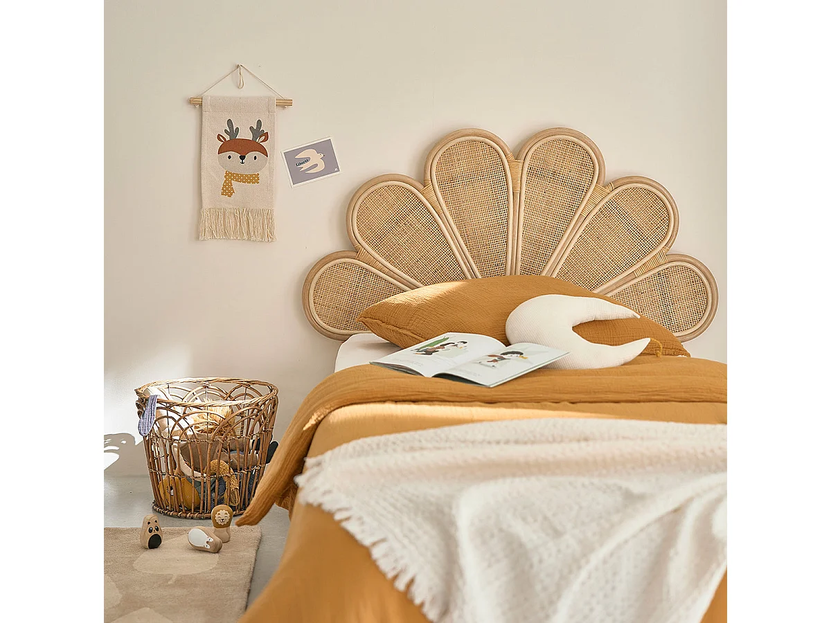 Testiera stile bohémien in rattan e midollino 90 cm