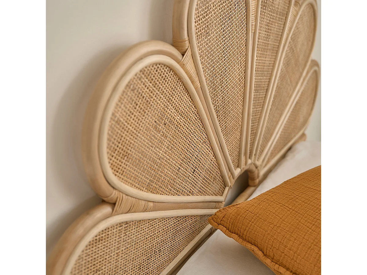 Testiera stile bohémien in rattan e midollino 90 cm