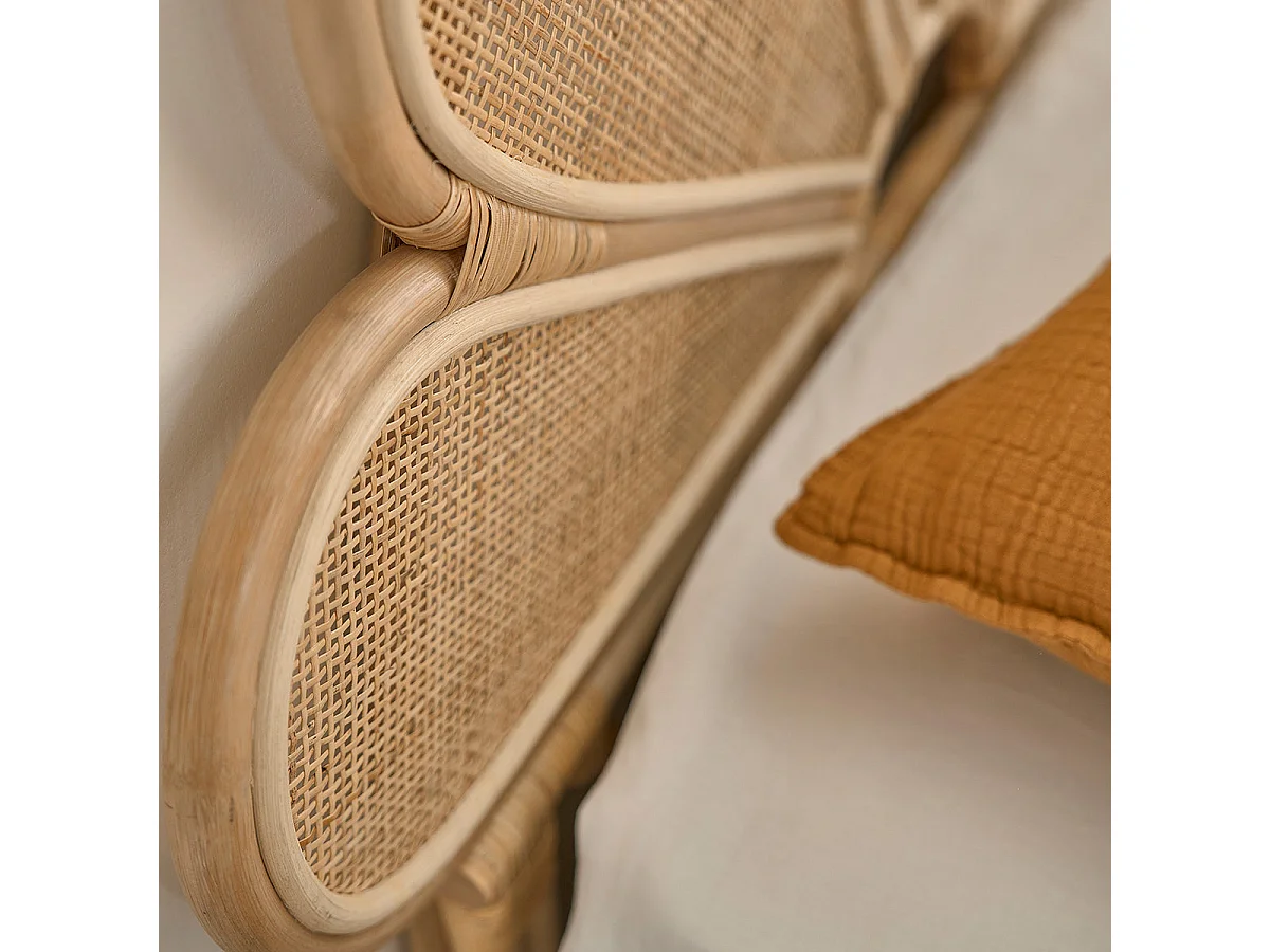 Testiera stile bohémien in rattan e midollino 90 cm