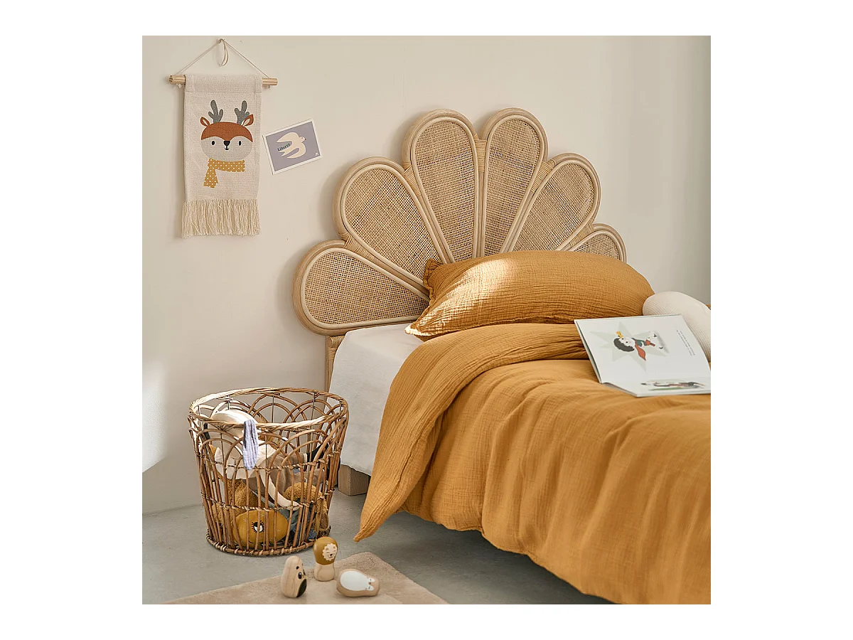 Cabecero de cama de ratán y rejilla 90 cm