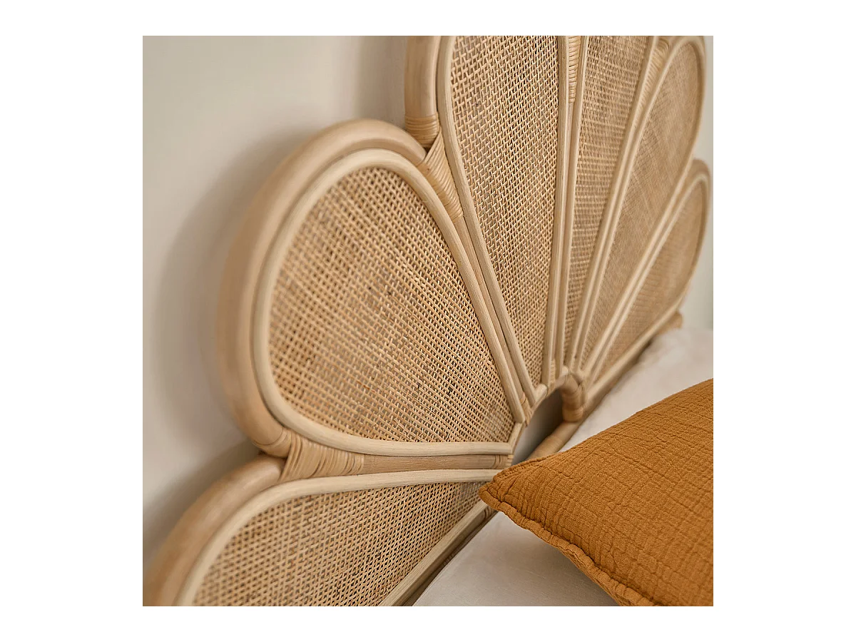 Cabecero de cama de ratán y rejilla 90 cm