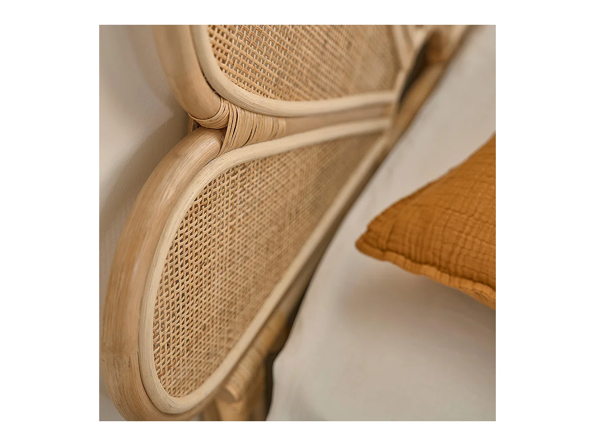 Cabecero de cama de ratán y rejilla 90 cm