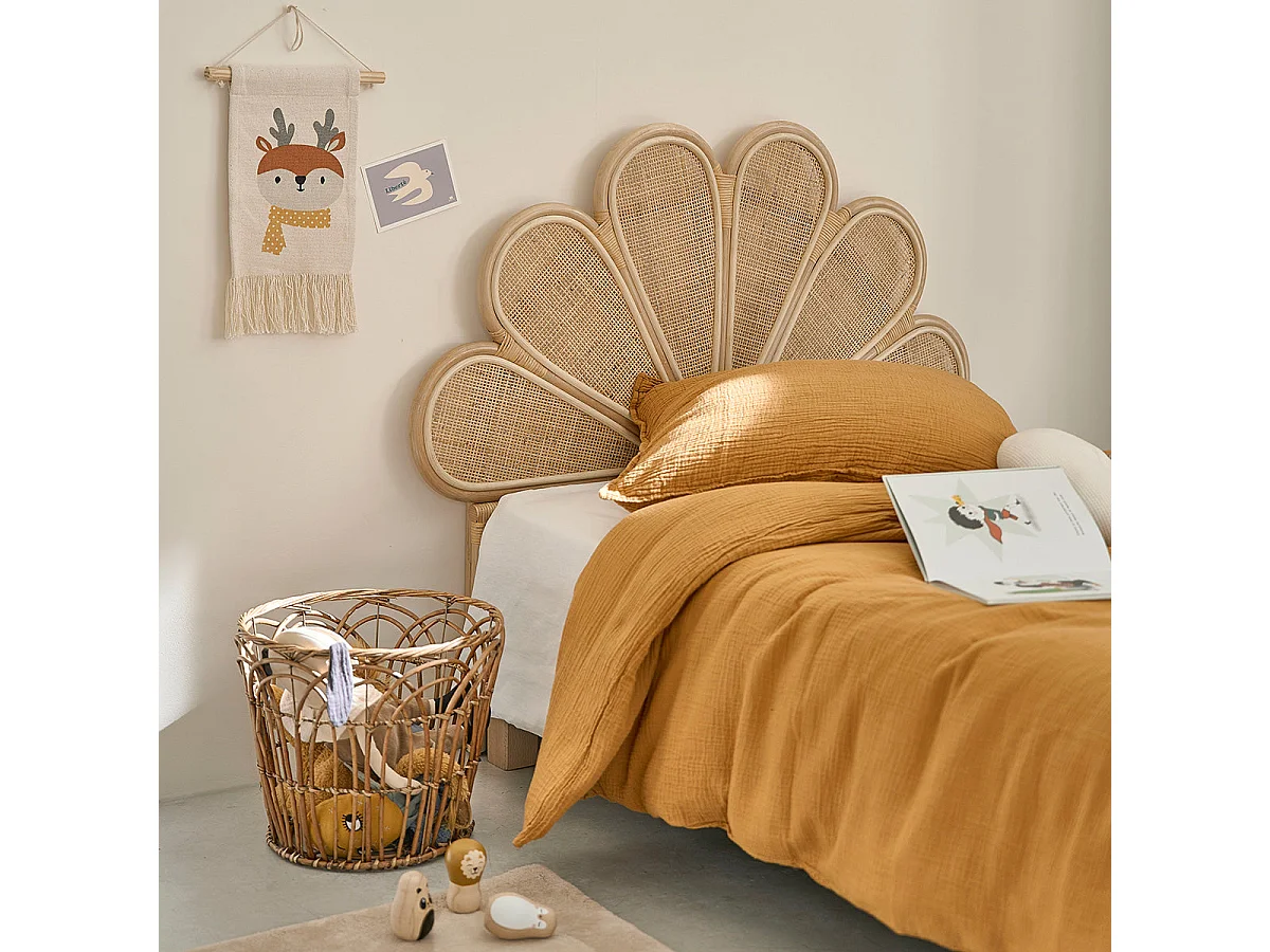 Cabecero de cama de ratán y rejilla 90 cm