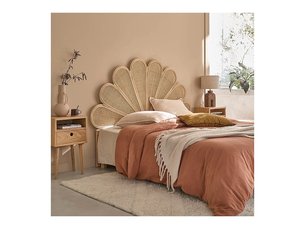 Cabecero de cama de ratán y rejilla 160 cm