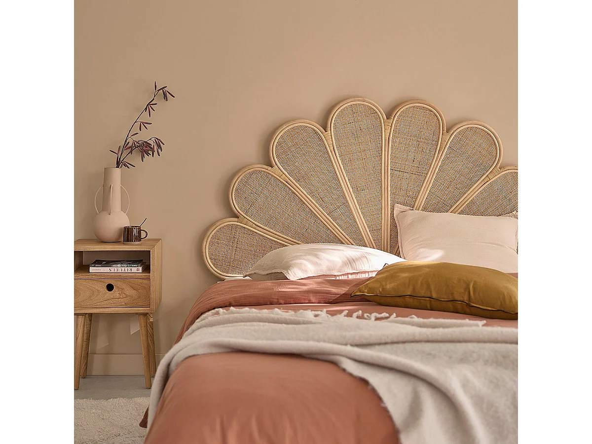 Cabecero de cama de ratán y rejilla 160 cm