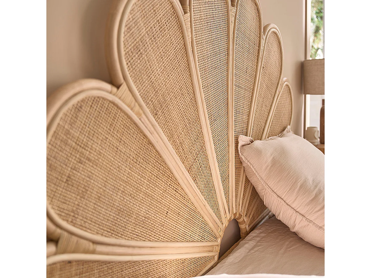 Cabecero de cama de ratán y rejilla 160 cm