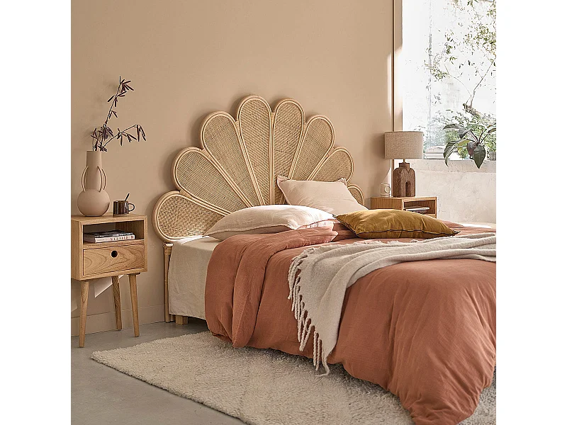 Cabecero de cama de ratán y rejilla 160 cm