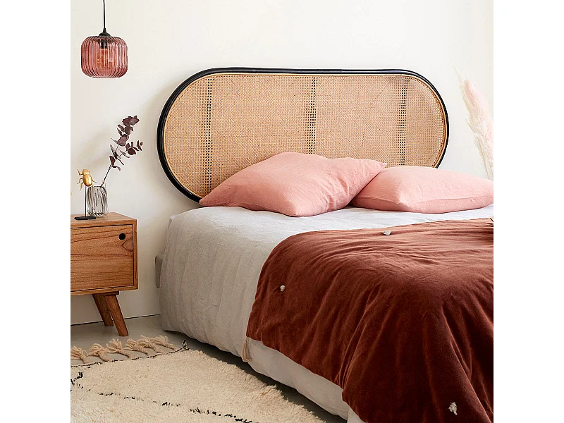 Cabecero de cama de ratán y rejilla 160 cm