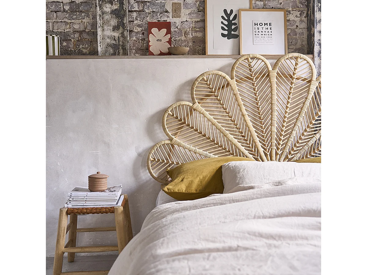 Tête de lit en rotin naturel