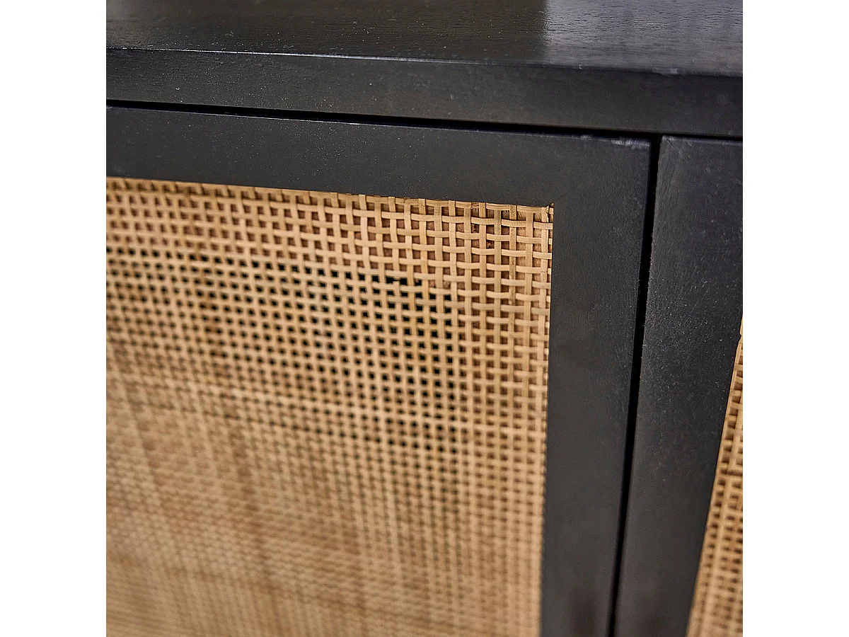 Biblioteca de mango maciza negra y rejilla