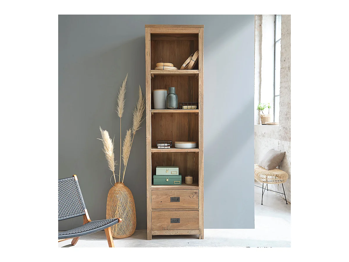 Biblioteca de madera de teca reciclada maciza