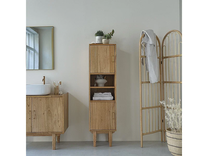 Armario de baño de madera de mindi maciza