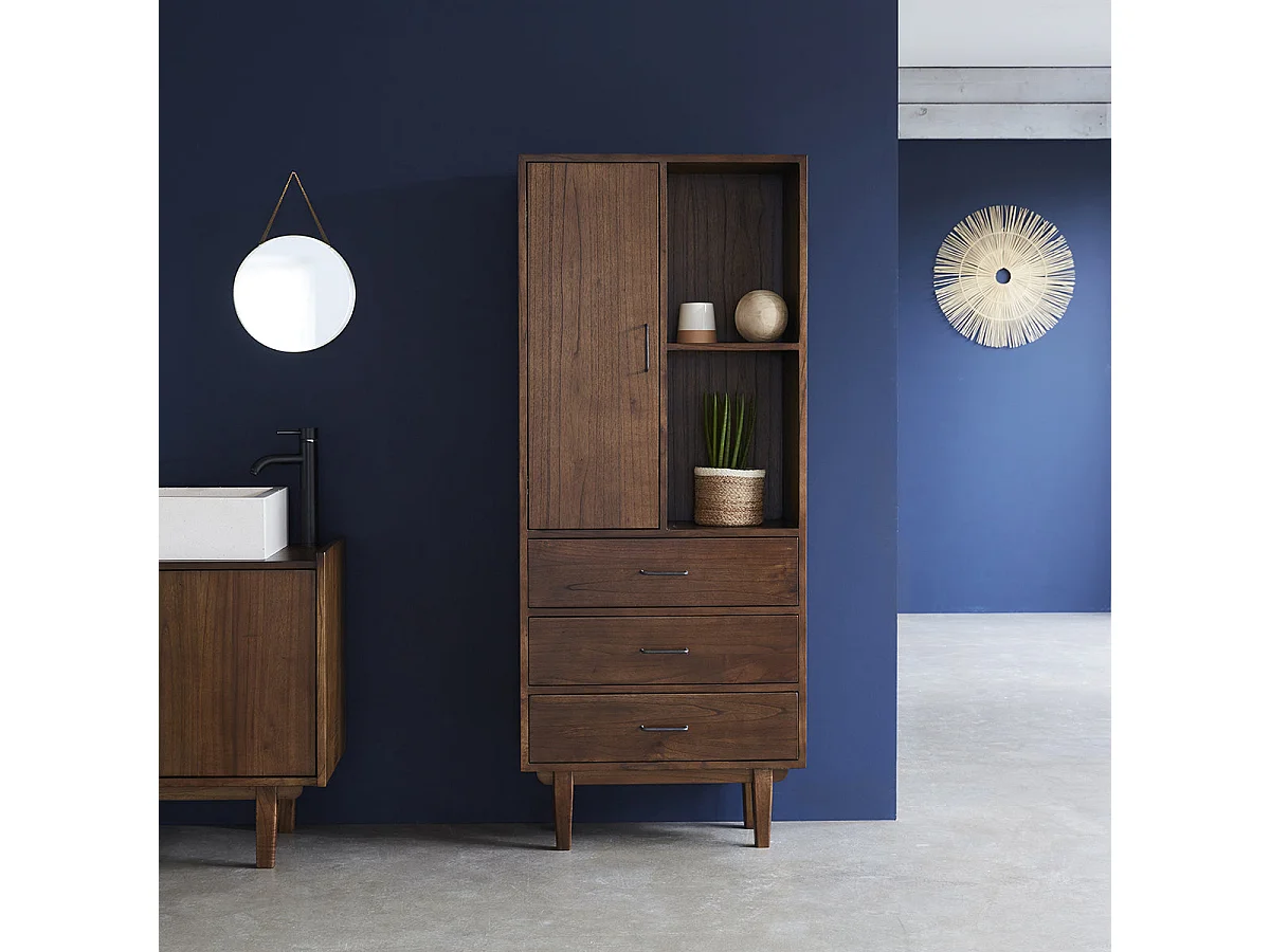 Armario de baño de madera de mindi maciza