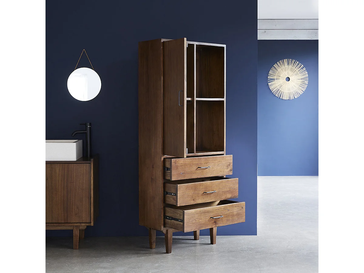 Armario de baño de madera de mindi maciza
