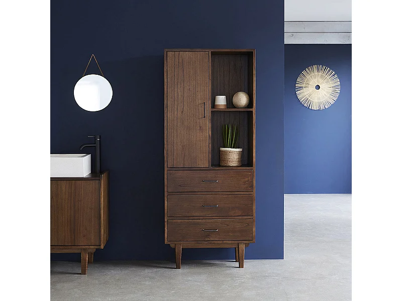 Colonne en mindi massif finition noyer