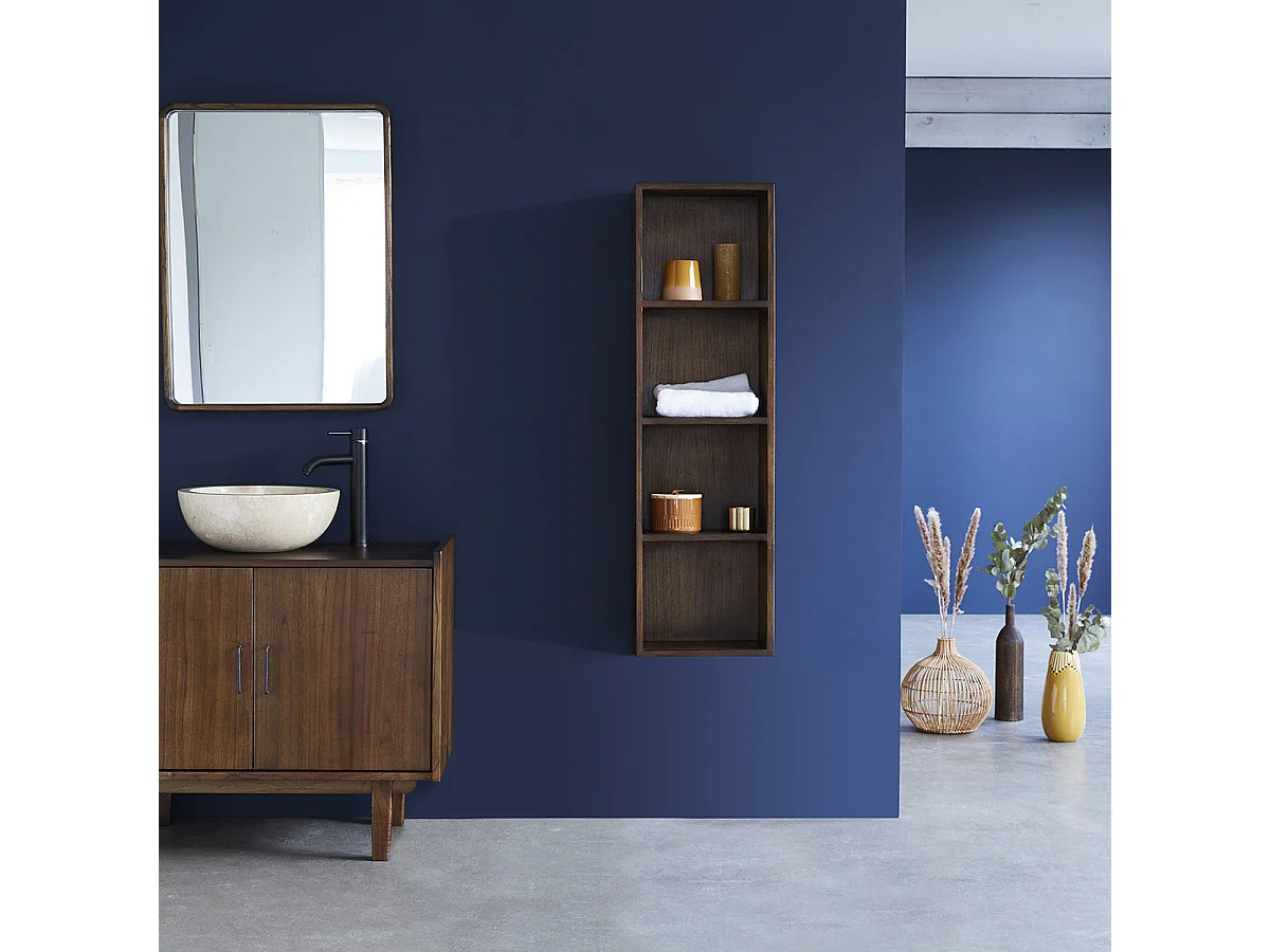 Colonne en mindi massif finition noyer