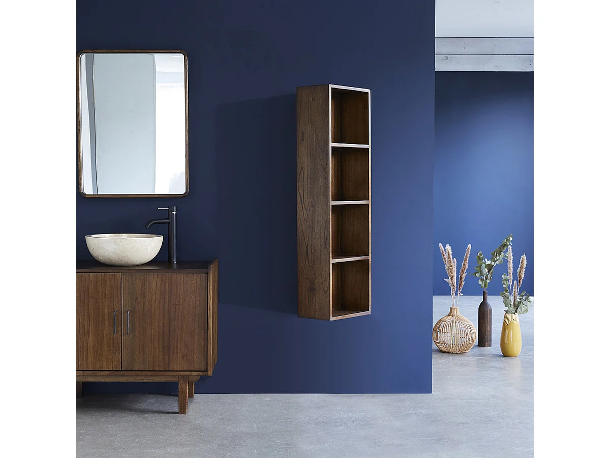 Colonne en mindi massif finition noyer