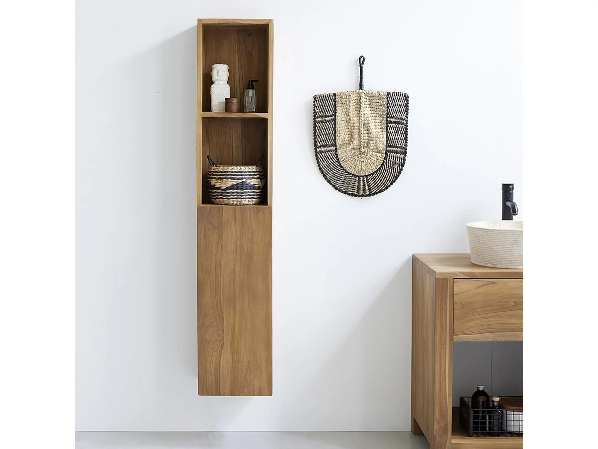 Colonna da bagno sospesa in legno massello di teak