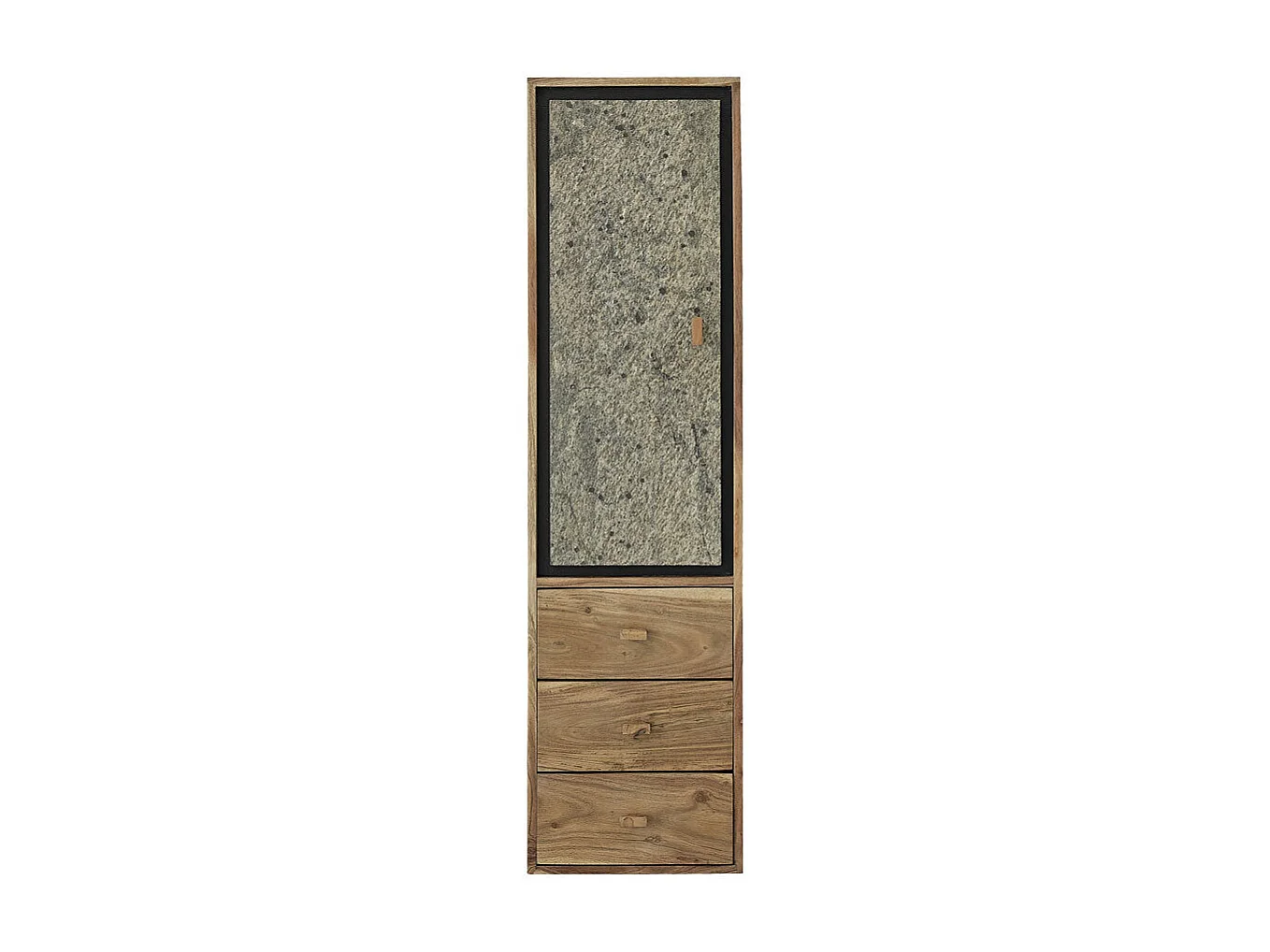 Colonna da bagno in acacia massiccia e pietra sospesa