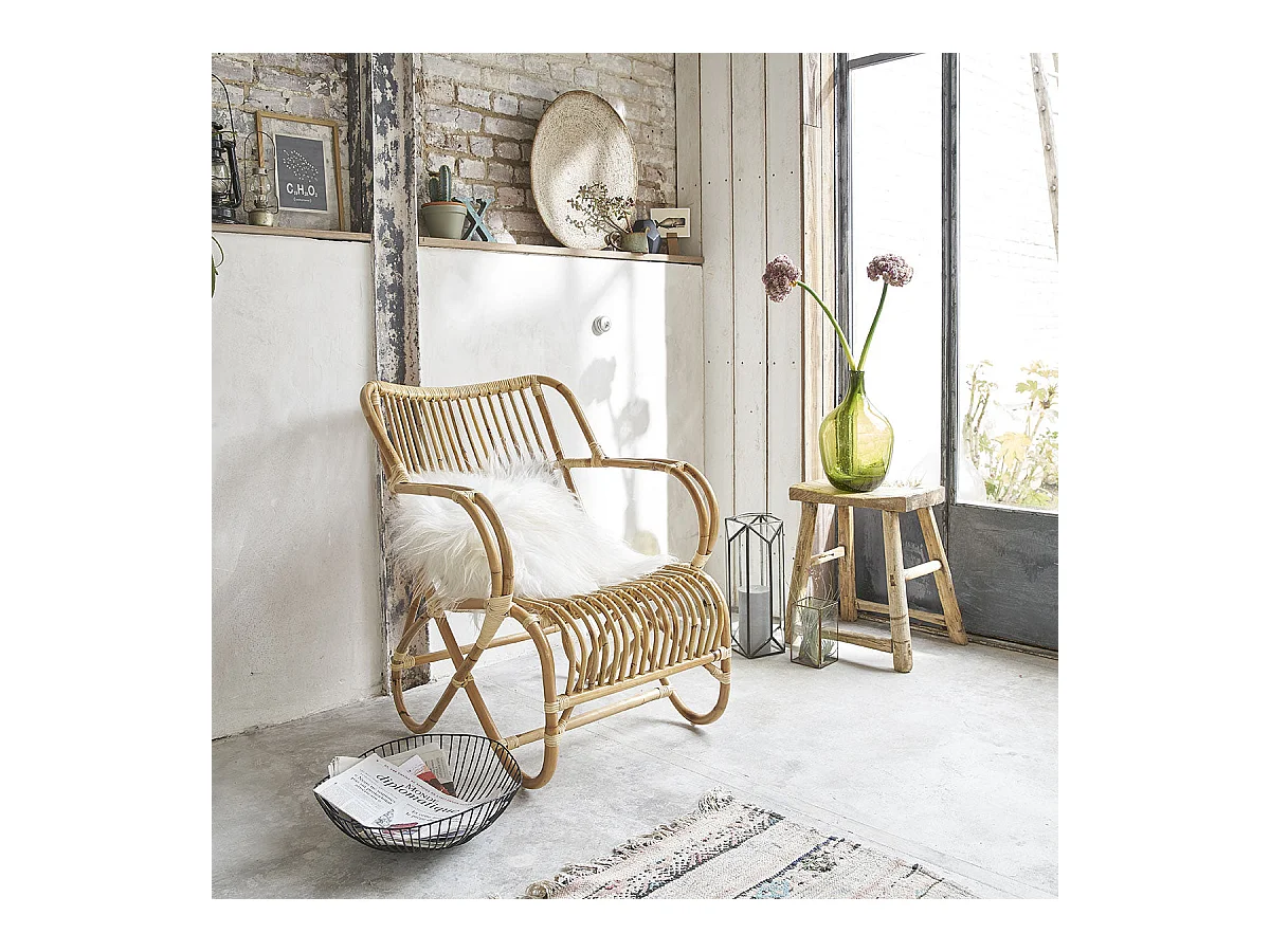Fauteuil en rotin naturel vintage