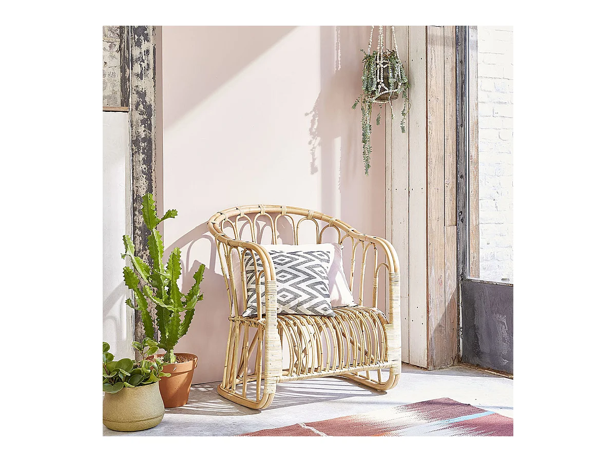 Fauteuil en rotin naturel vintage
