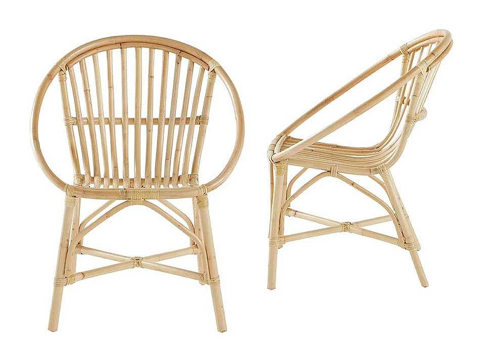 Lot de 2 fauteuils en rotin naturel