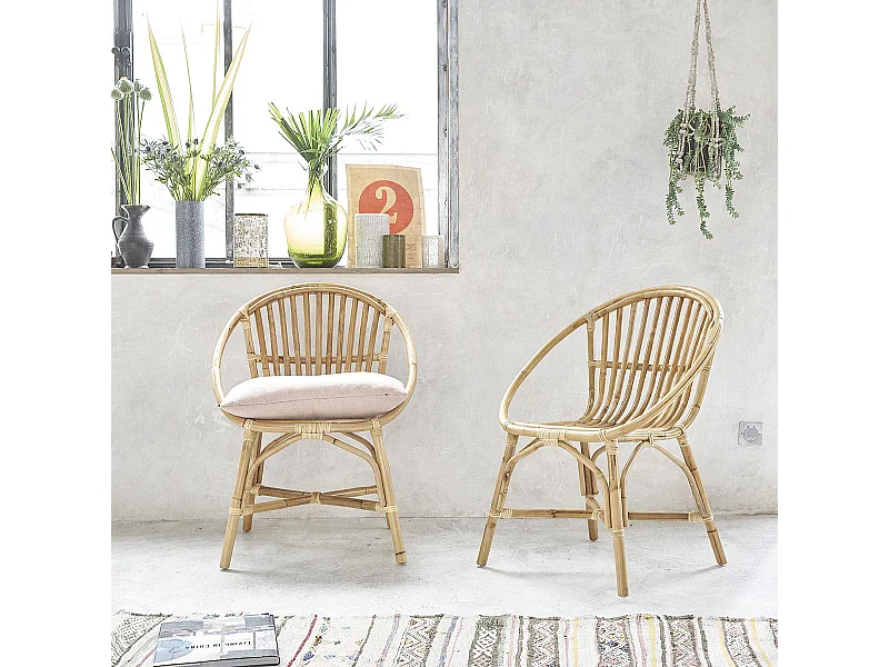 Lot de 2 fauteuils en rotin naturel